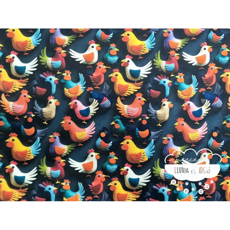 Algodón 3D Gallinas