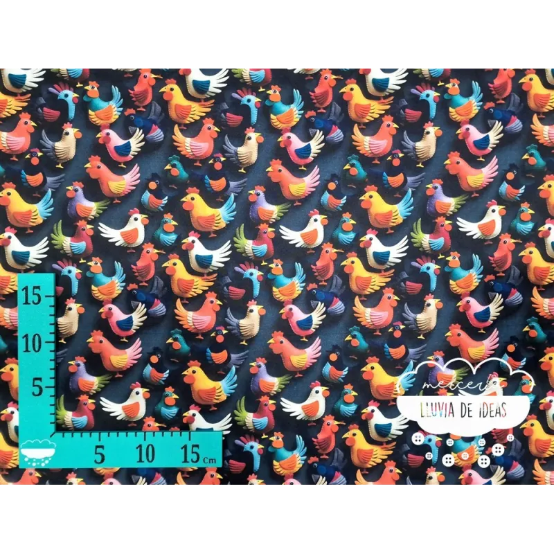 Algodón 3D Gallinas