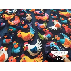 Algodón 3D Gallinas