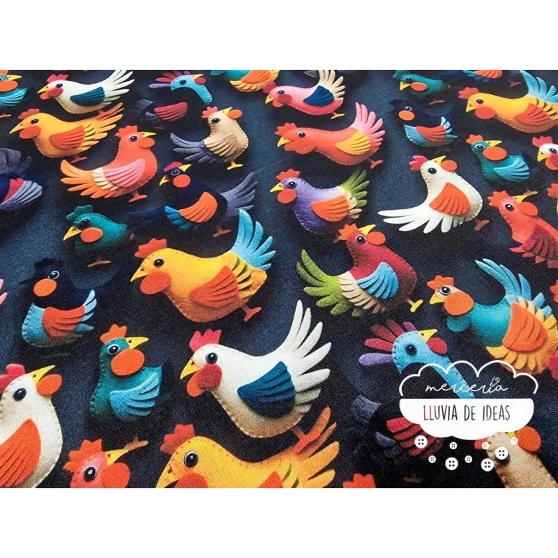 Algodón 3D Gallinas