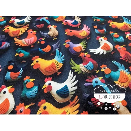 Algodón 3D Gallinas