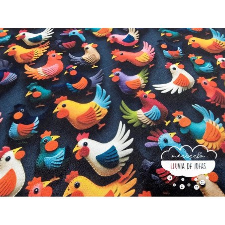 Algodón 3D Gallinas