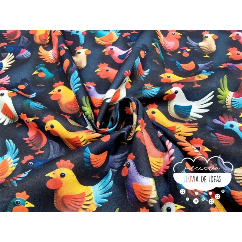 Algodón 3D Gallinas