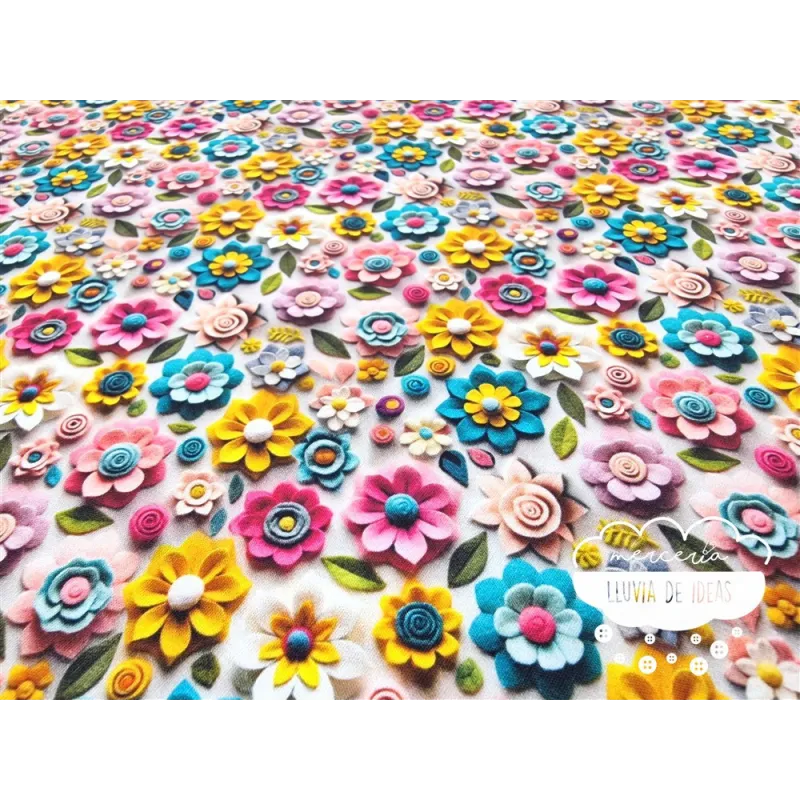 Algodón 3D Flores