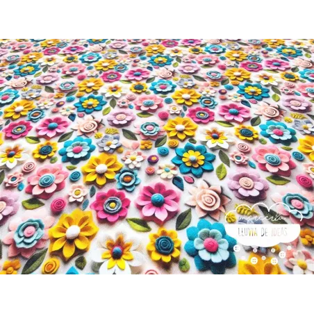 Algodón 3D Flores