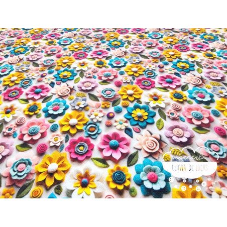 Algodón 3D Flores