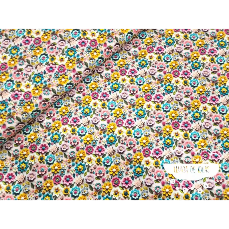 Algodón 3D Flores
