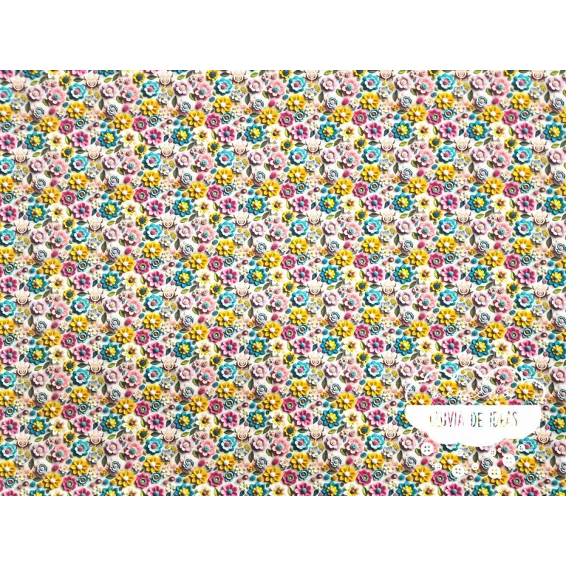 Algodón 3D Flores