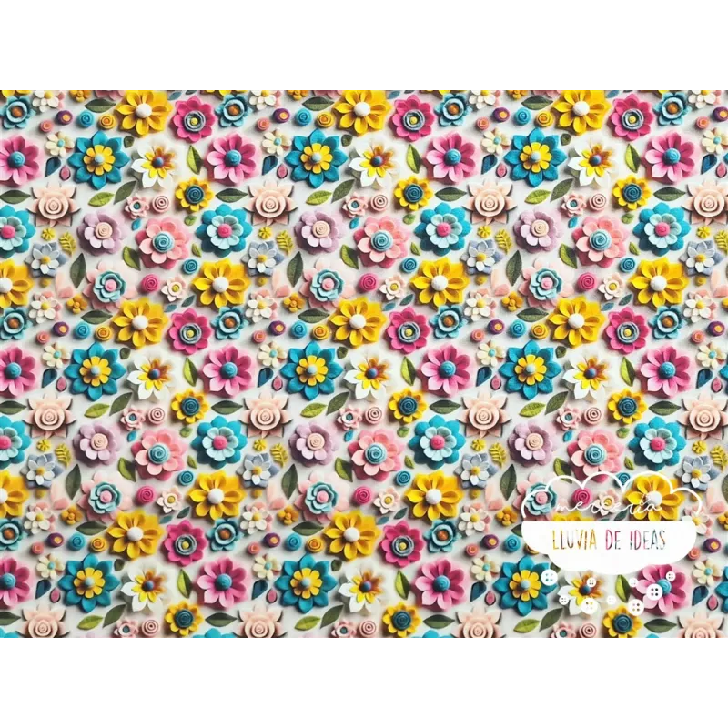 Algodón 3D Flores