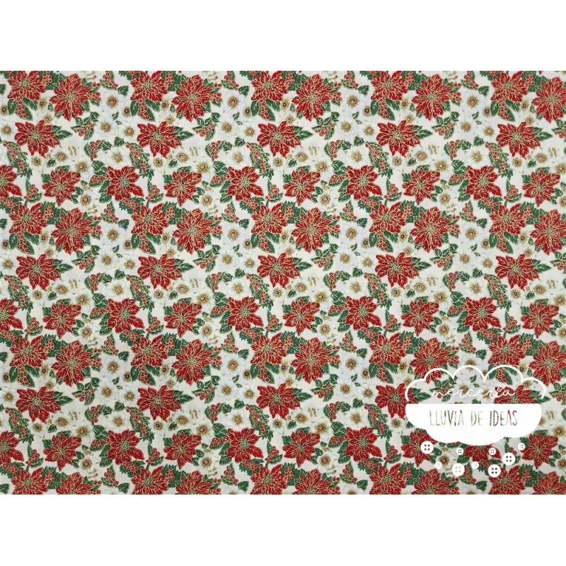 Algodón Navidad Flores de Pascua
