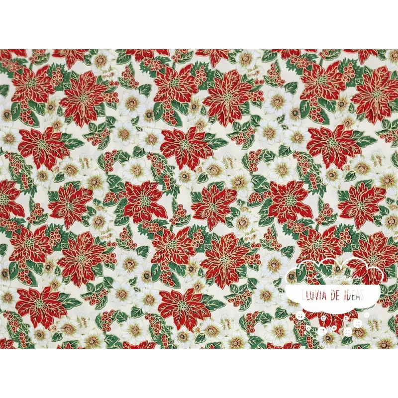Algodón Navidad Flores de Pascua