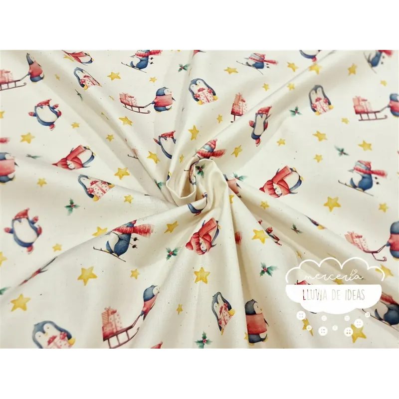 Algodón Navidad Pingüinos