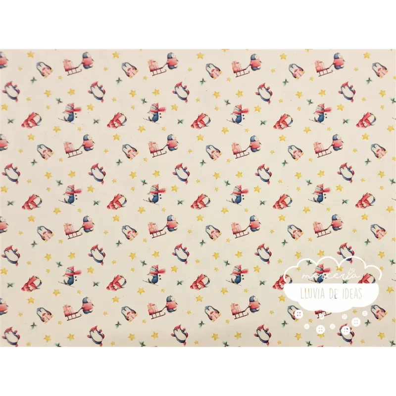 Algodón Navidad Pingüinos