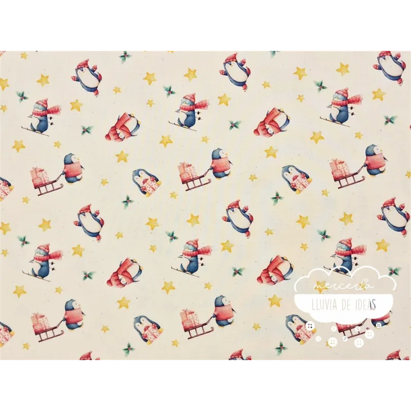 Algodón Navidad Pingüinos