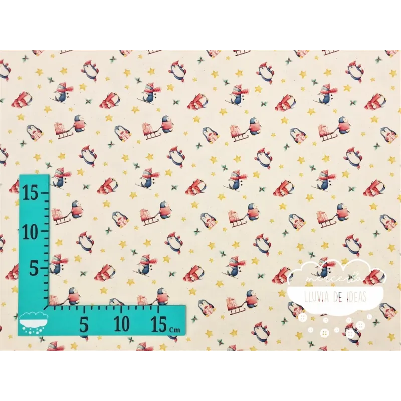 Algodón Navidad Pingüinos
