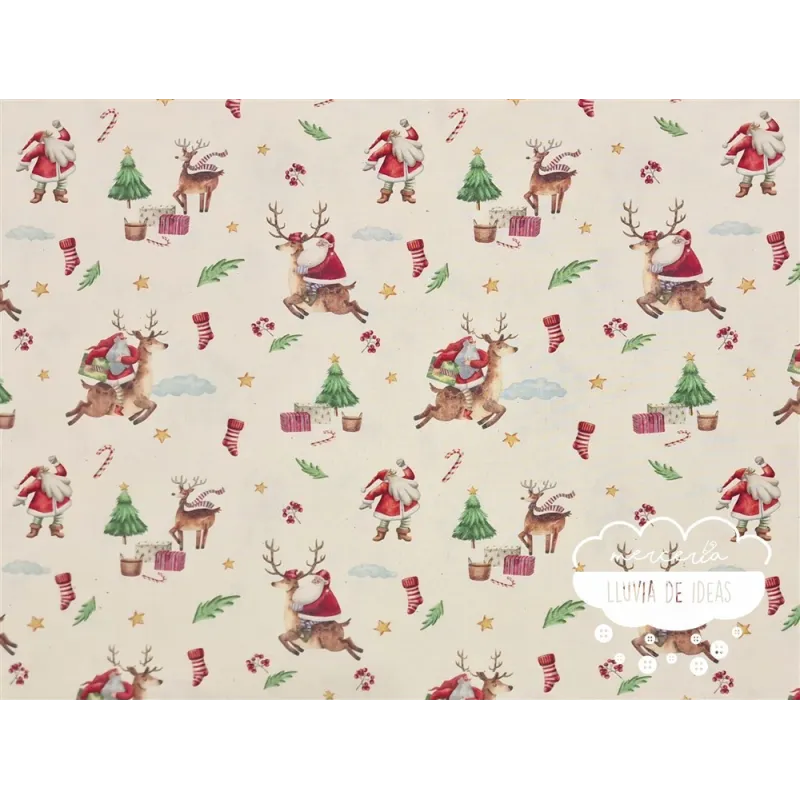 Algodón Navidad Papá Noel