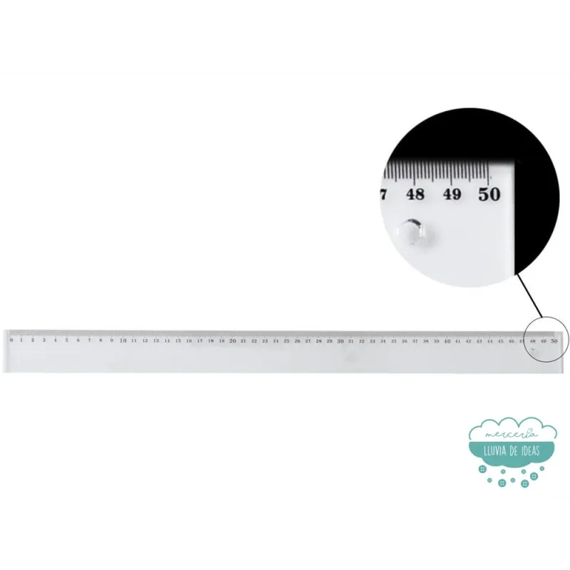 Regla 50 cm. plástico transparente