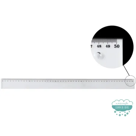 Regla 50 cm. plástico transparente