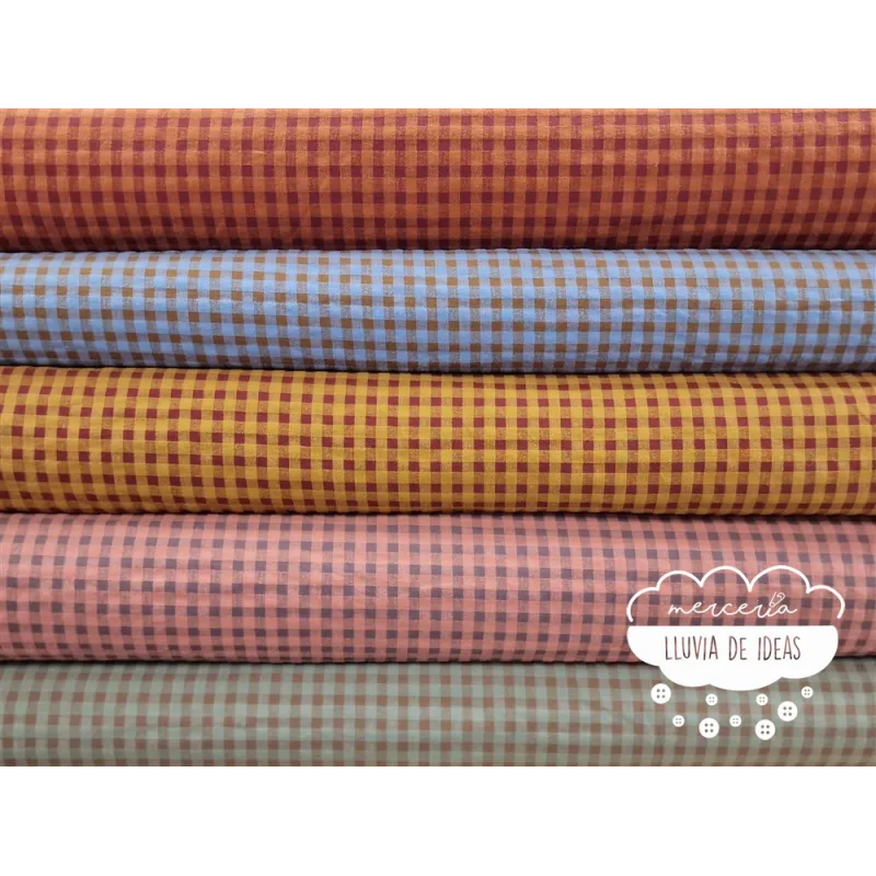 Seersucker vichy bicolor tonos tierra