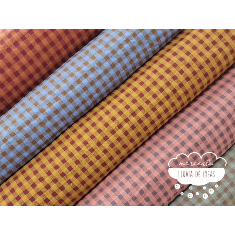 Seersucker vichy bicolor tonos tierra