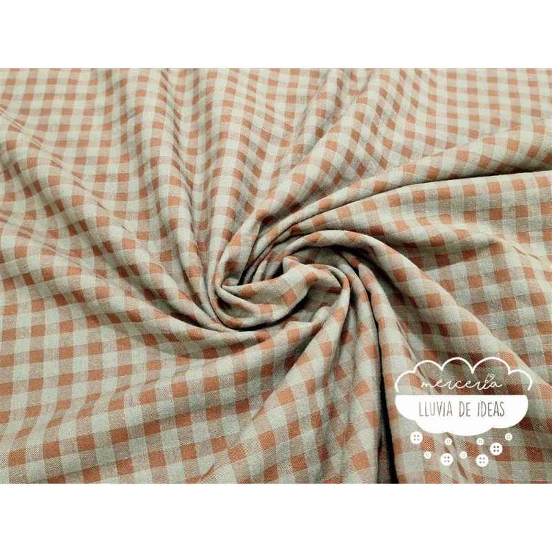 Seersucker vichy bicolor tonos tierra