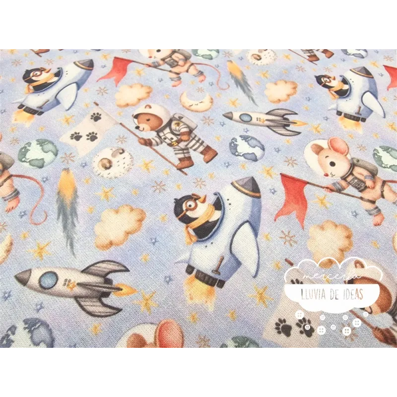 Algodón infantil Animales astronautas