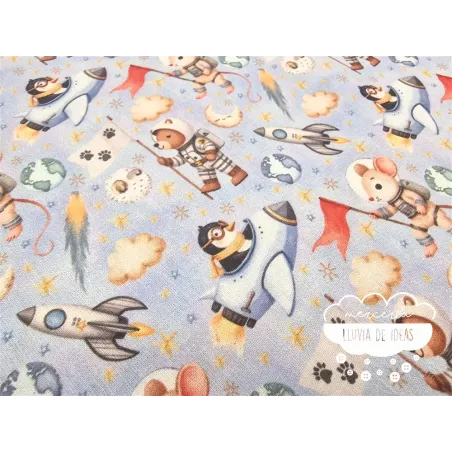 Algodón infantil Animales astronautas