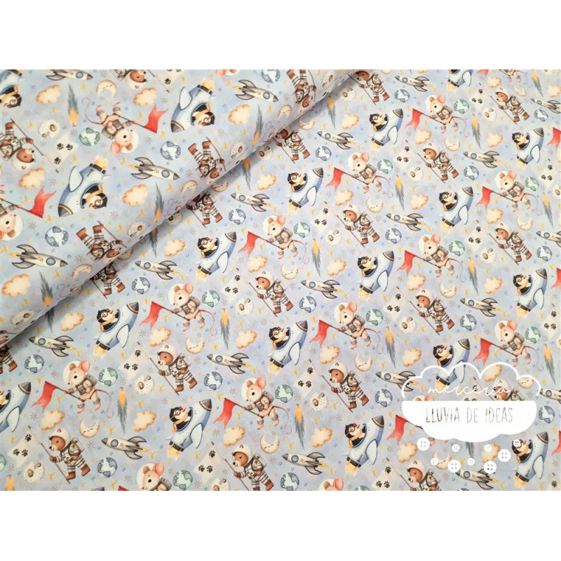 Algodón infantil Animales astronautas