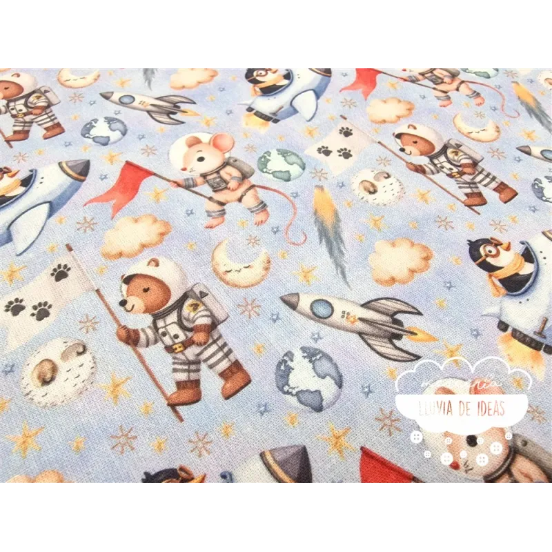 Algodón infantil Animales astronautas