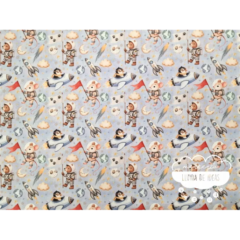 Algodón infantil Animales astronautas