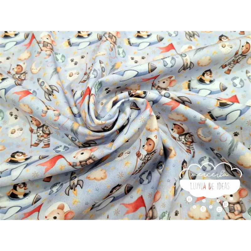 Algodón infantil Animales astronautas