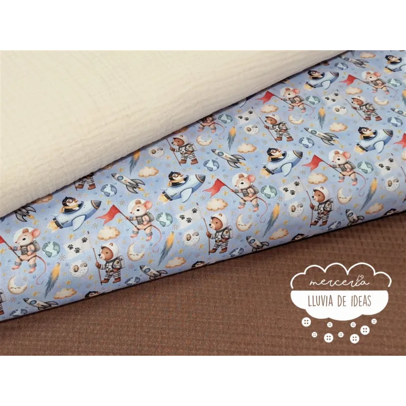 Algodón infantil Animales astronautas