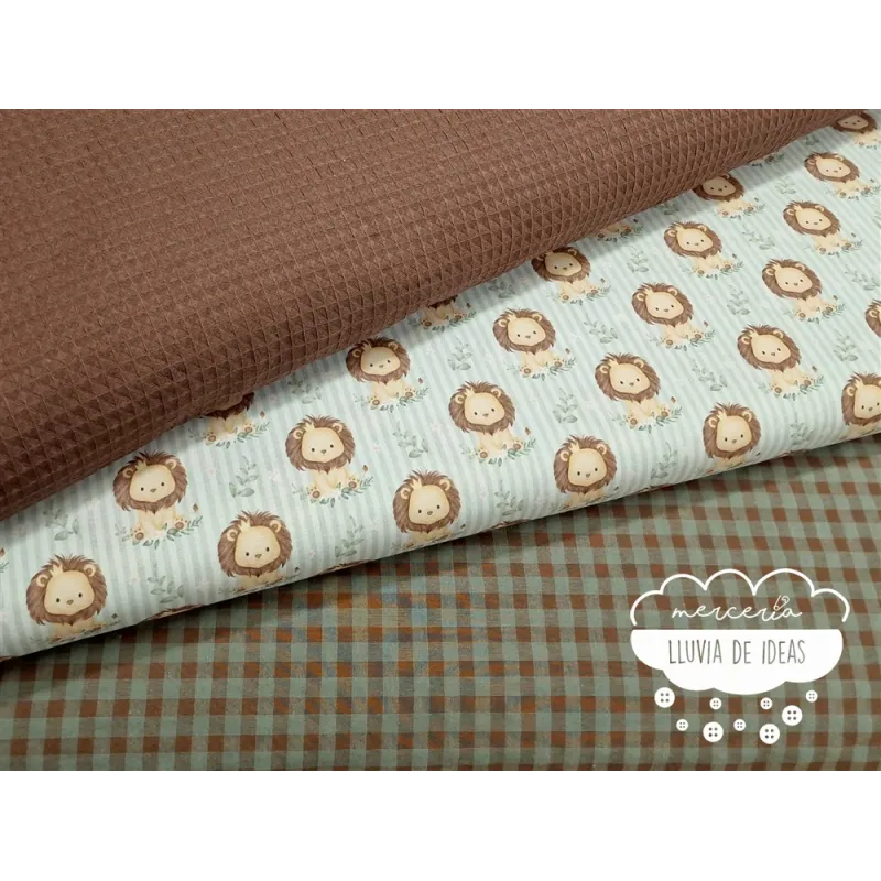 Algodón infantil León rayas verde