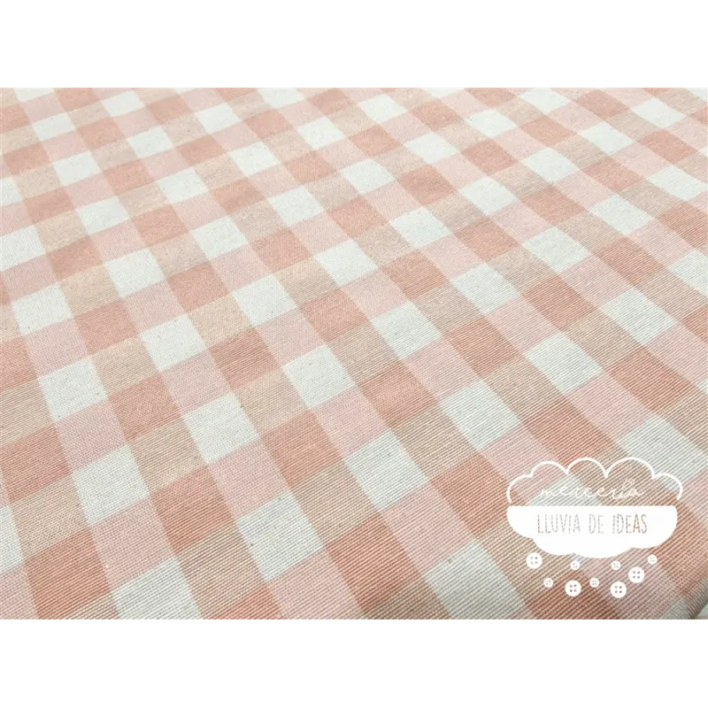 Mantelería antimanchas Vichy cuadros rosa