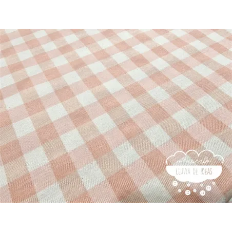 Mantelería antimanchas Vichy cuadros rosa