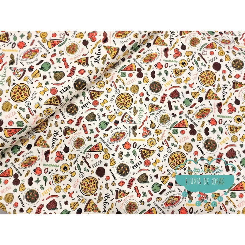Algodón estampado Pizza