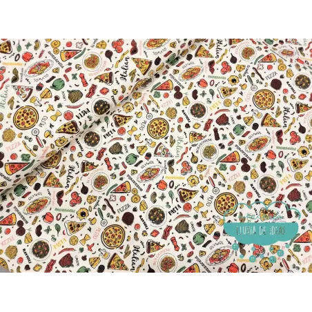 Algodón estampado Pizza
