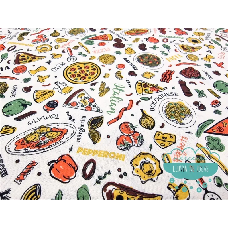 Algodón estampado Pizza