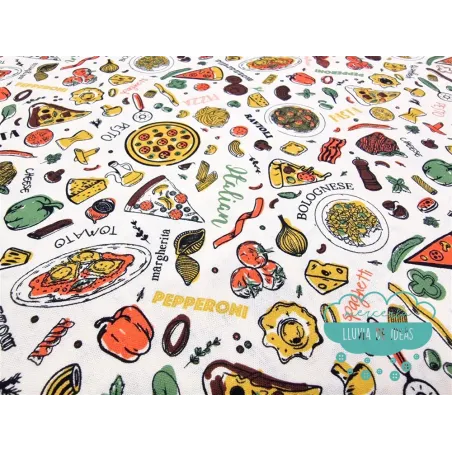 Algodón estampado Pizza