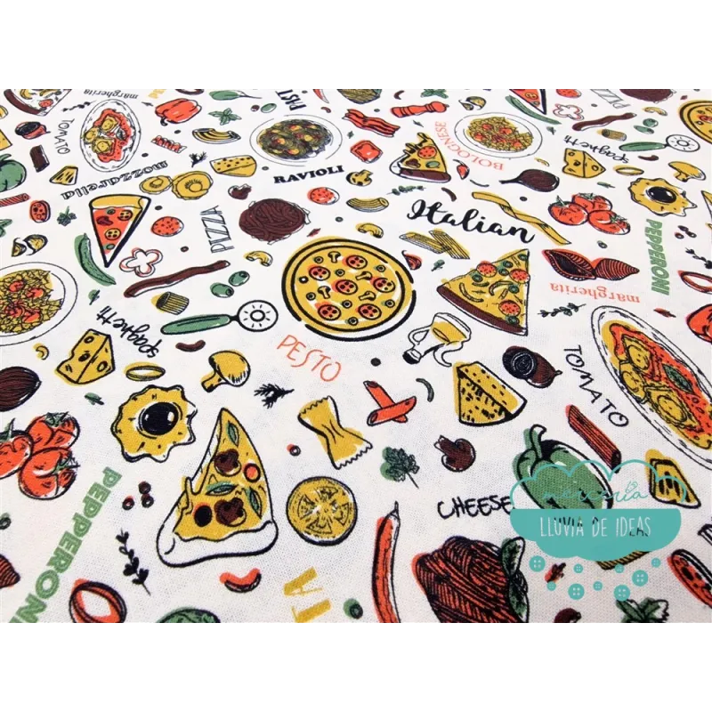 Algodón estampado Pizza 