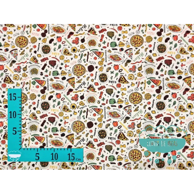 Algodón estampado Pizza