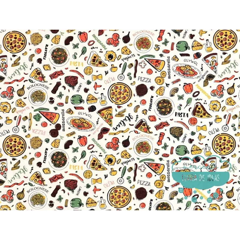 Algodón estampado Pizza