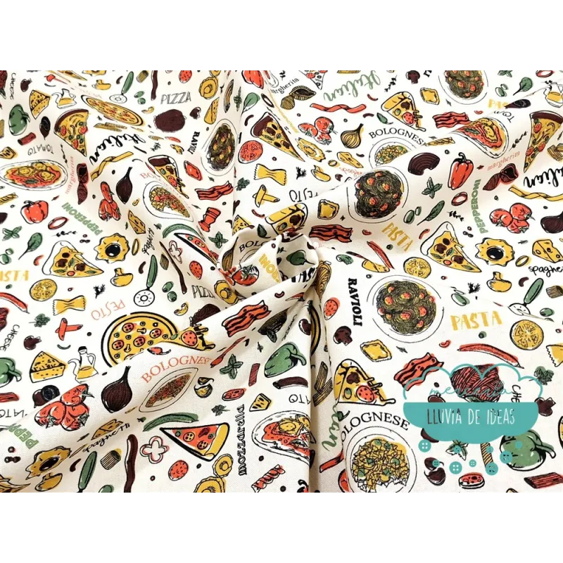 Algodón estampado Pizza