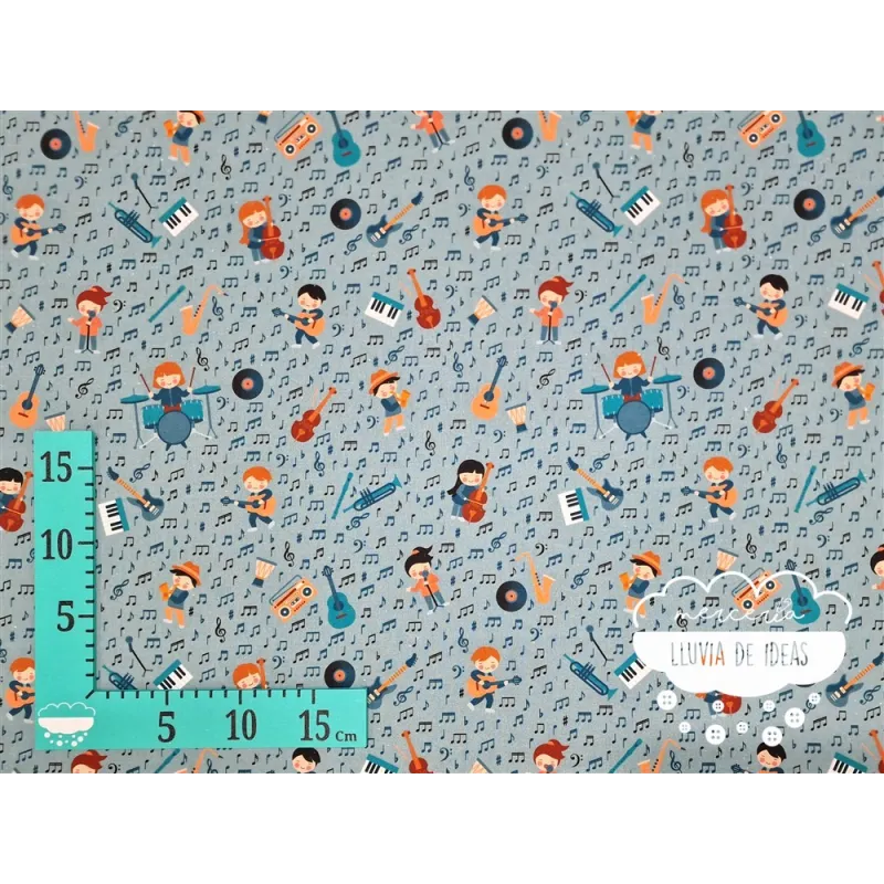 Algodón estampado Música Retro