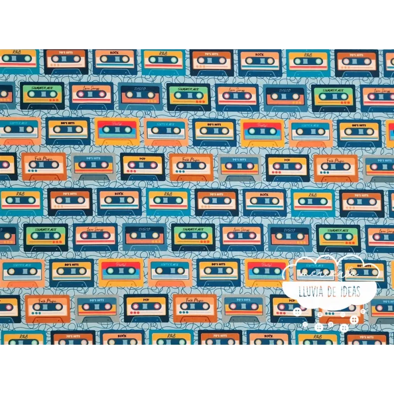 Algodón estampado Música Retro