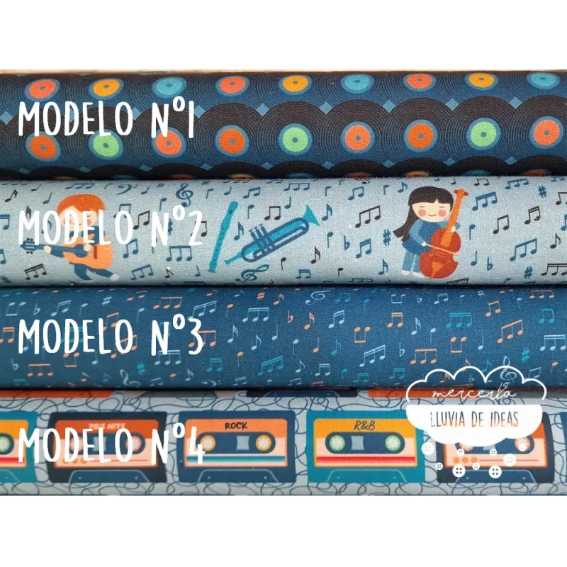 Algodón estampado Música Retro 
