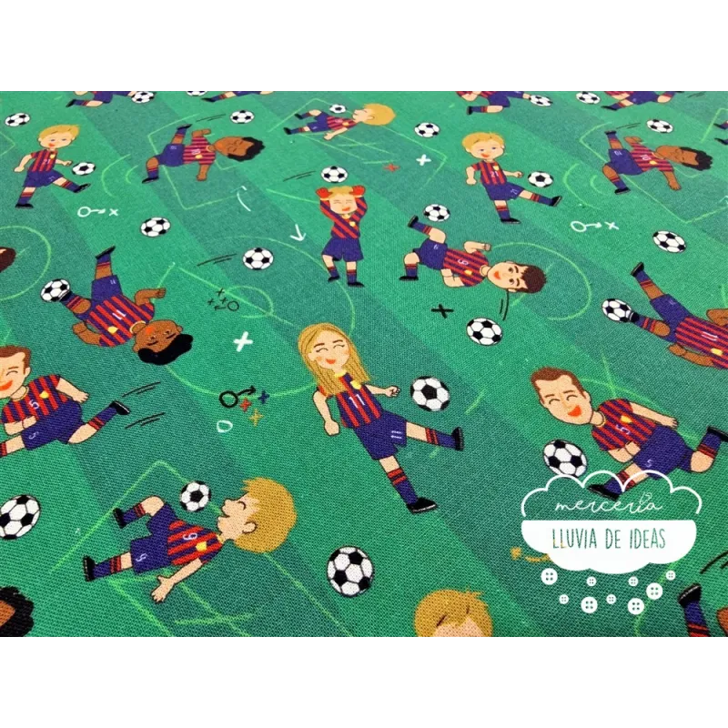 Algodón estampado Fútbol Barcelona