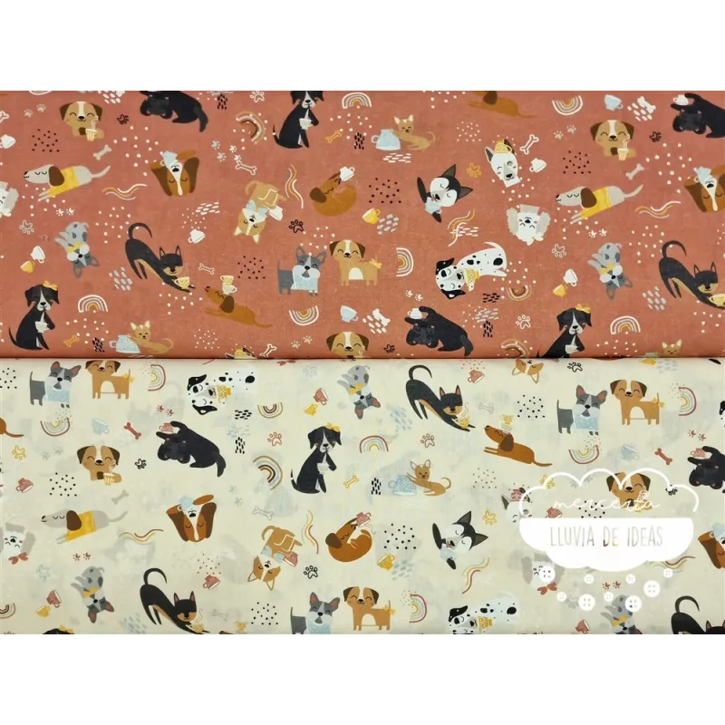 Algodón infantil Perros Coffee