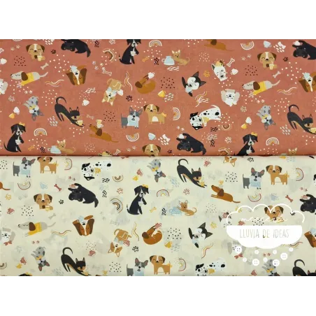 Algodón infantil Perros Coffee