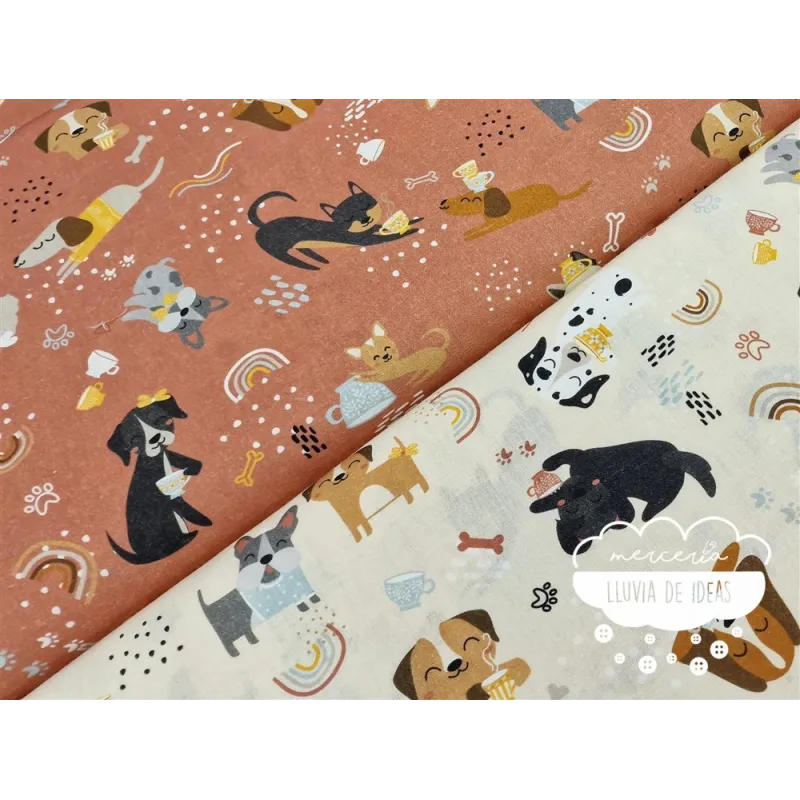 Algodón infantil Perros Coffee